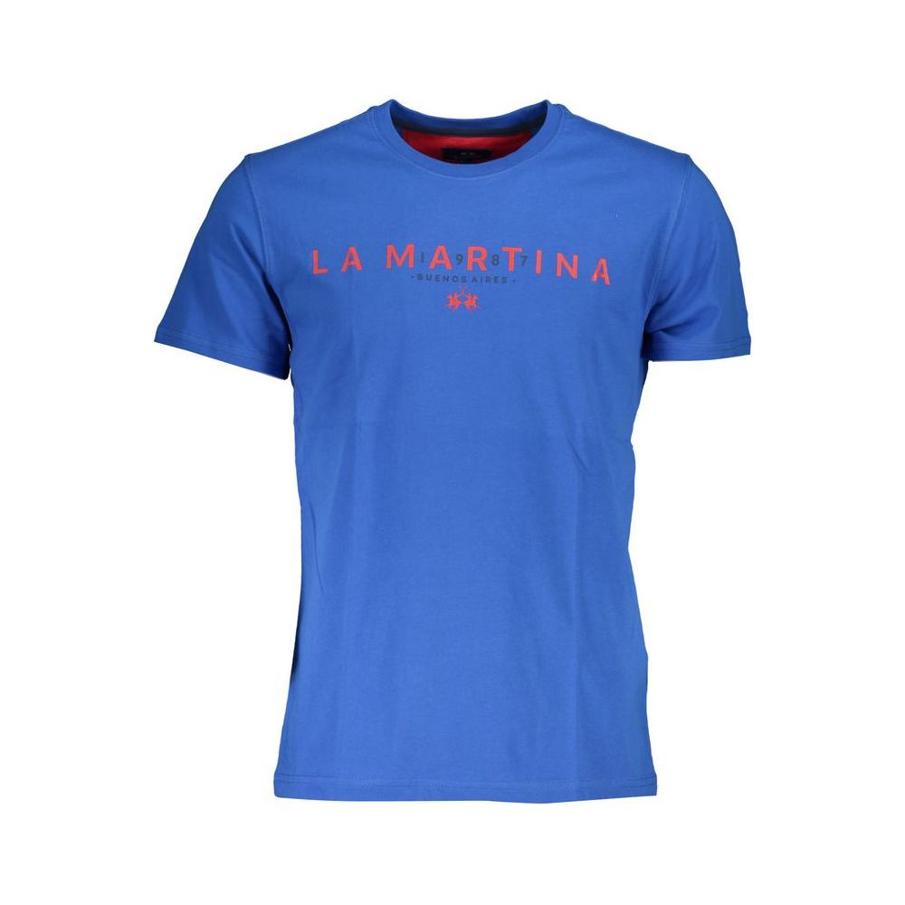 La Martina Chic Crew Neck Logo Tee in Cobalt Blue La Martina