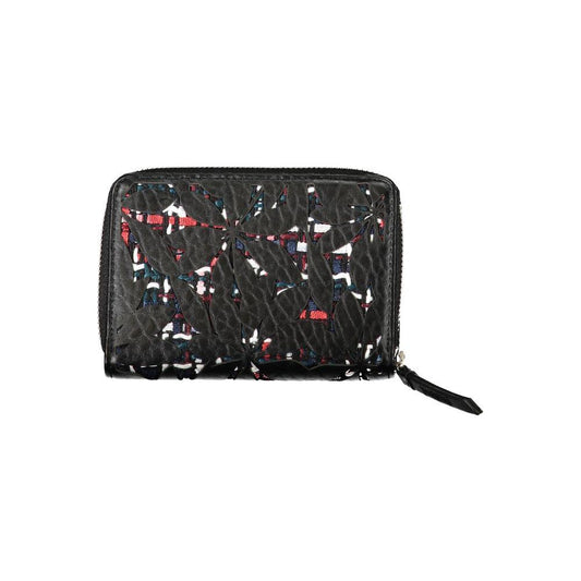 Desigual Elegant Black Zip Wallet with Contrasting Accents Desigual