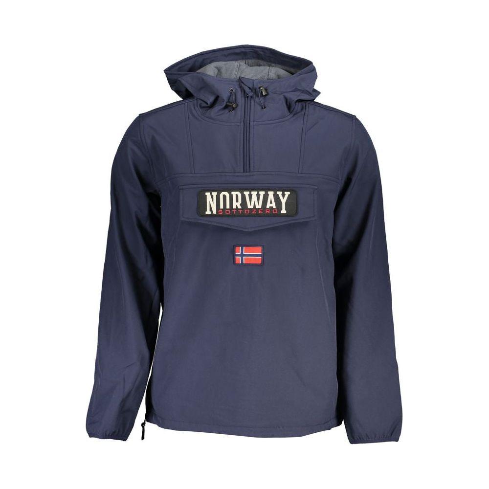 Norway 1963 Sleek Soft Shell Hooded Jacket in Bold Blue Norway 1963