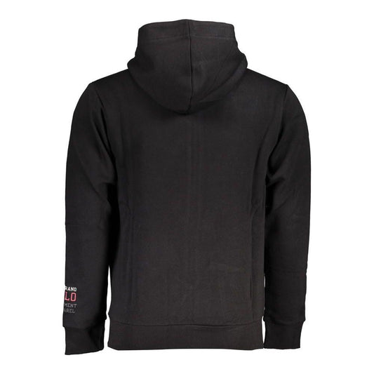 U.S. Grand Polo Sleek Black Fleece Hooded Sweatshirt U.S. Grand Polo