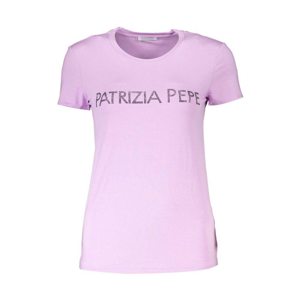 Patrizia Pepe Purple Rhinestone Crew Neck Tee Patrizia Pepe