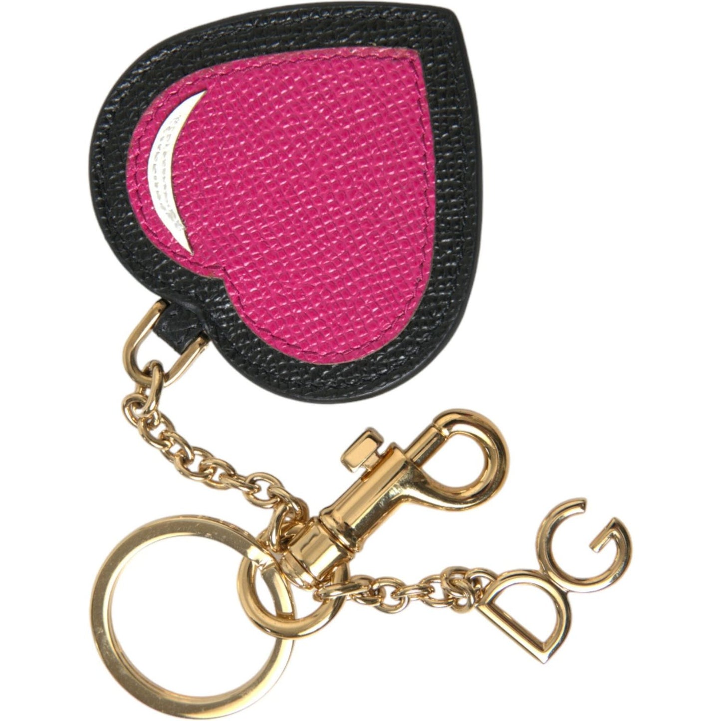 Dolce & Gabbana Stunning Gold and Pink Leather Keychain Dolce & Gabbana