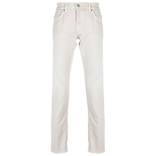 Dondup Cream-Colored Cotton Blend Trousers Dondup