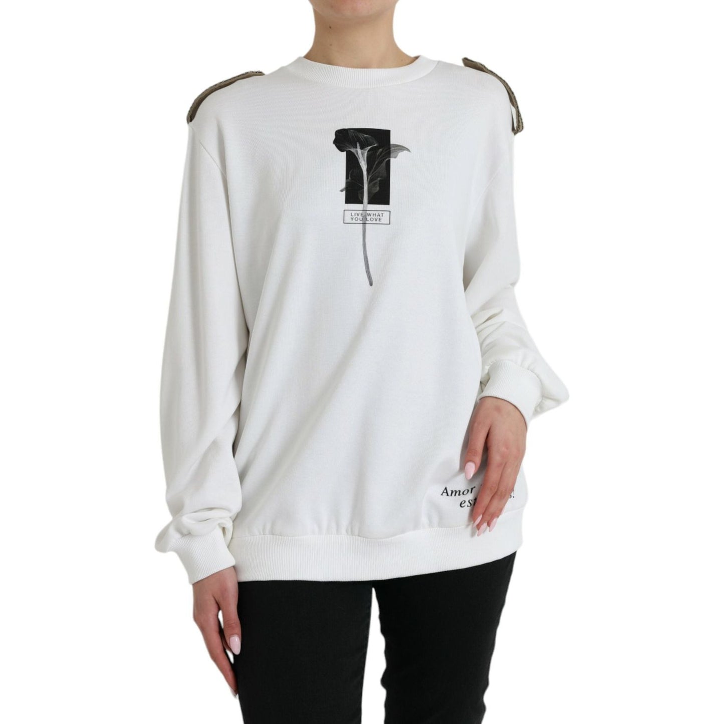 Dolce & Gabbana Chic Black and White Crew Neck Sweater Dolce & Gabbana