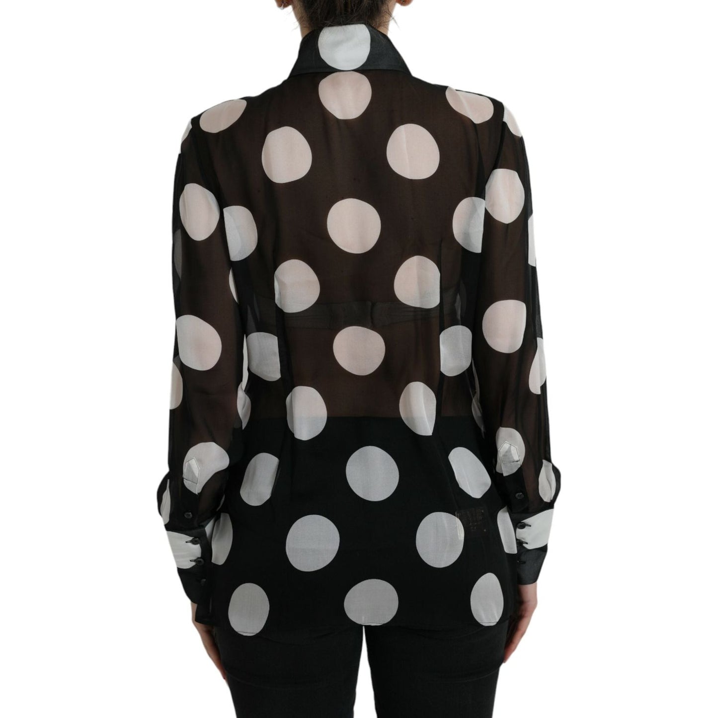 Dolce & Gabbana Silk Collared Button-Up Blouse in Black & White Dolce & Gabbana