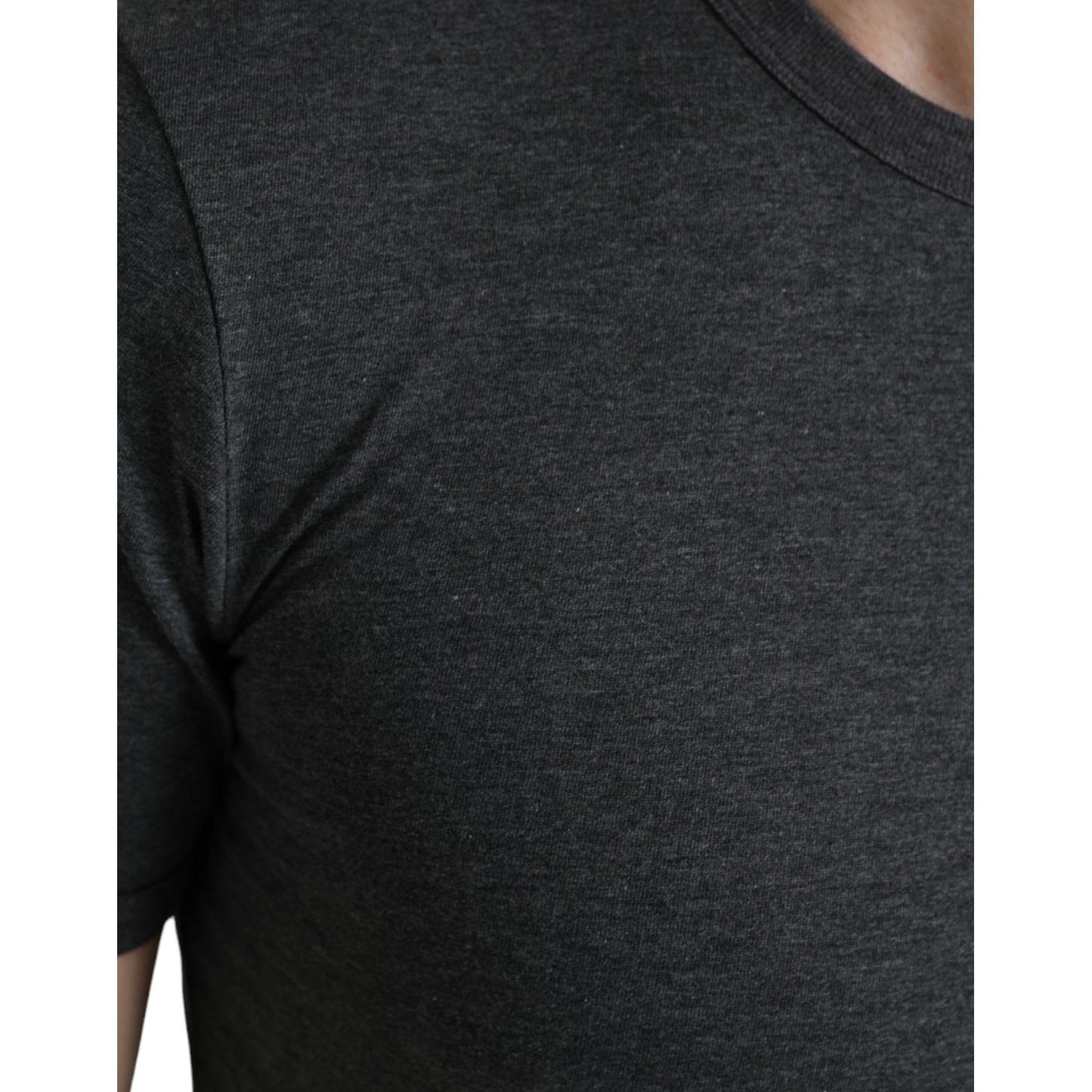 Dolce & Gabbana Elegant Dark Gray Crew Neck Tee Dolce & Gabbana