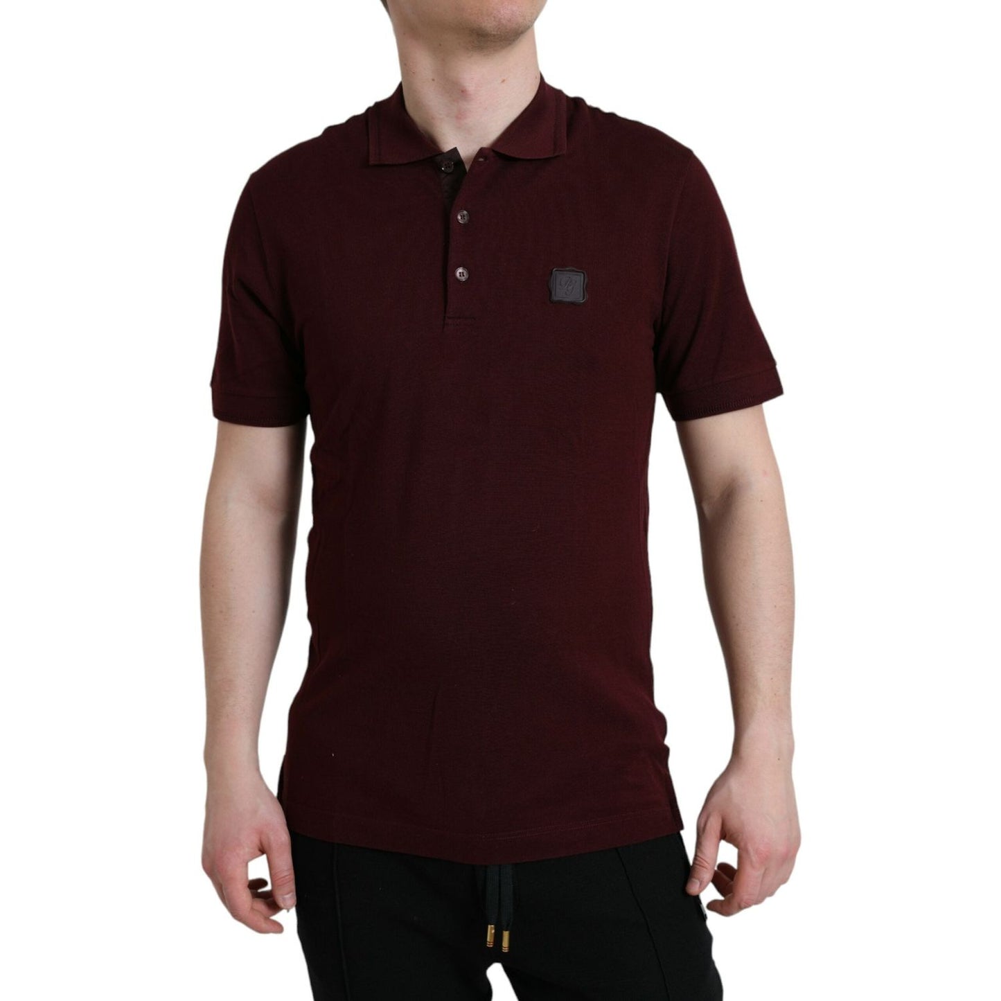 Dolce & Gabbana Elegant Maroon Cotton Blend Polo Tee Dolce & Gabbana