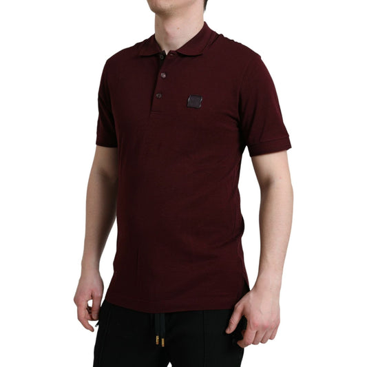 Dolce & Gabbana Elegant Maroon Cotton Blend Polo Tee Dolce & Gabbana