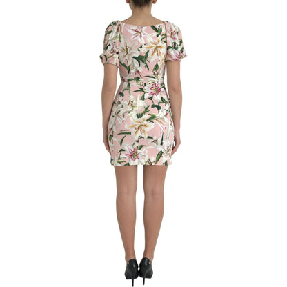 Dolce & Gabbana Pink Lily Viscose Sheath Stretch Mini Dress