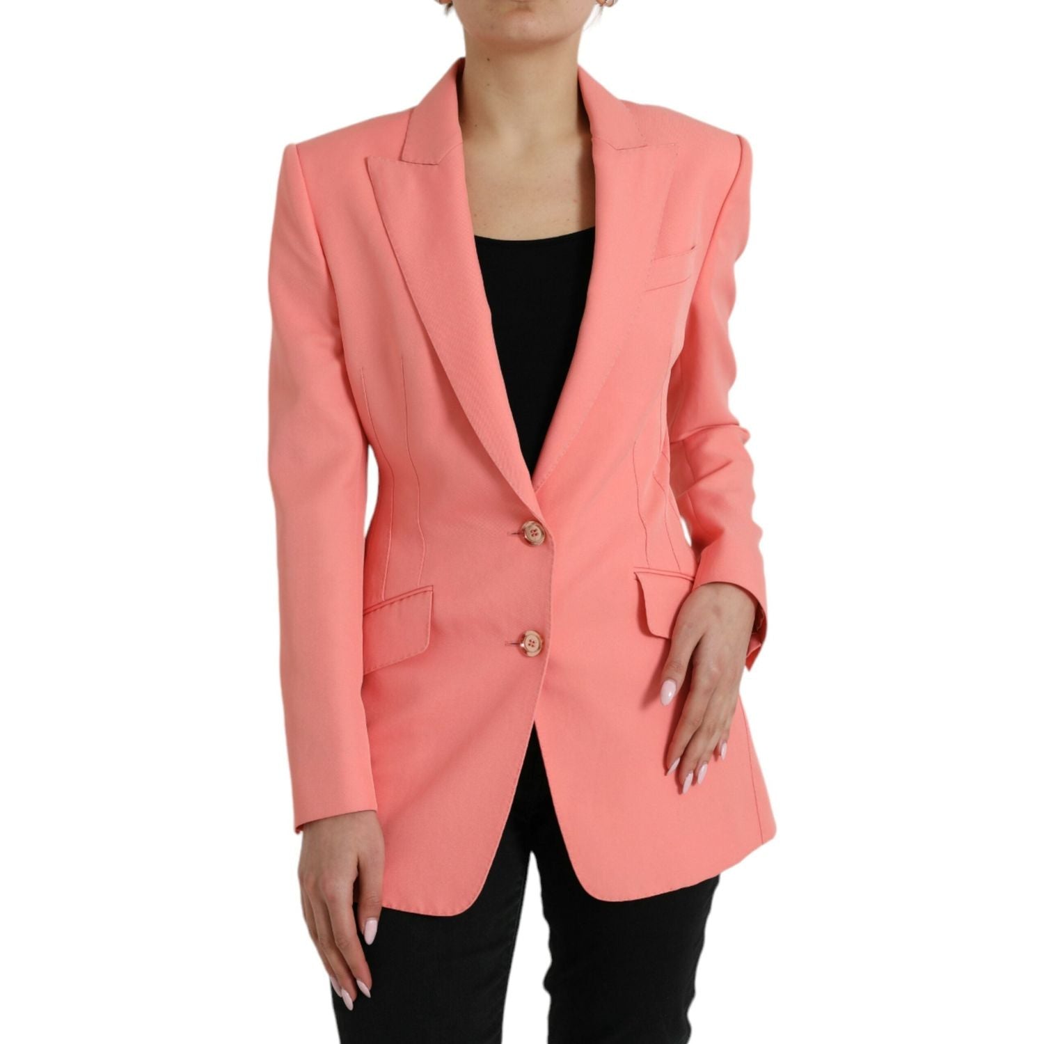 Dolce & Gabbana Pink Polyester Single Breasted Blazer Jacket