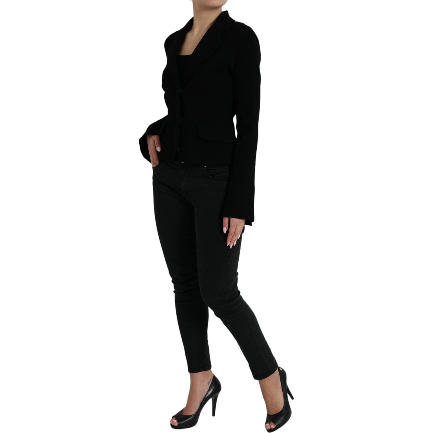 Dolce & Gabbana Black Viscose Single Breasted Blazer Jacket