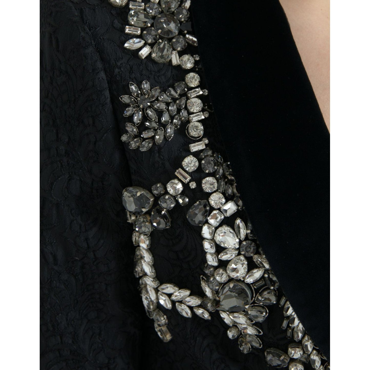 Dolce & Gabbana Elegant Embellished Black Overcoat Jacket Dolce & Gabbana