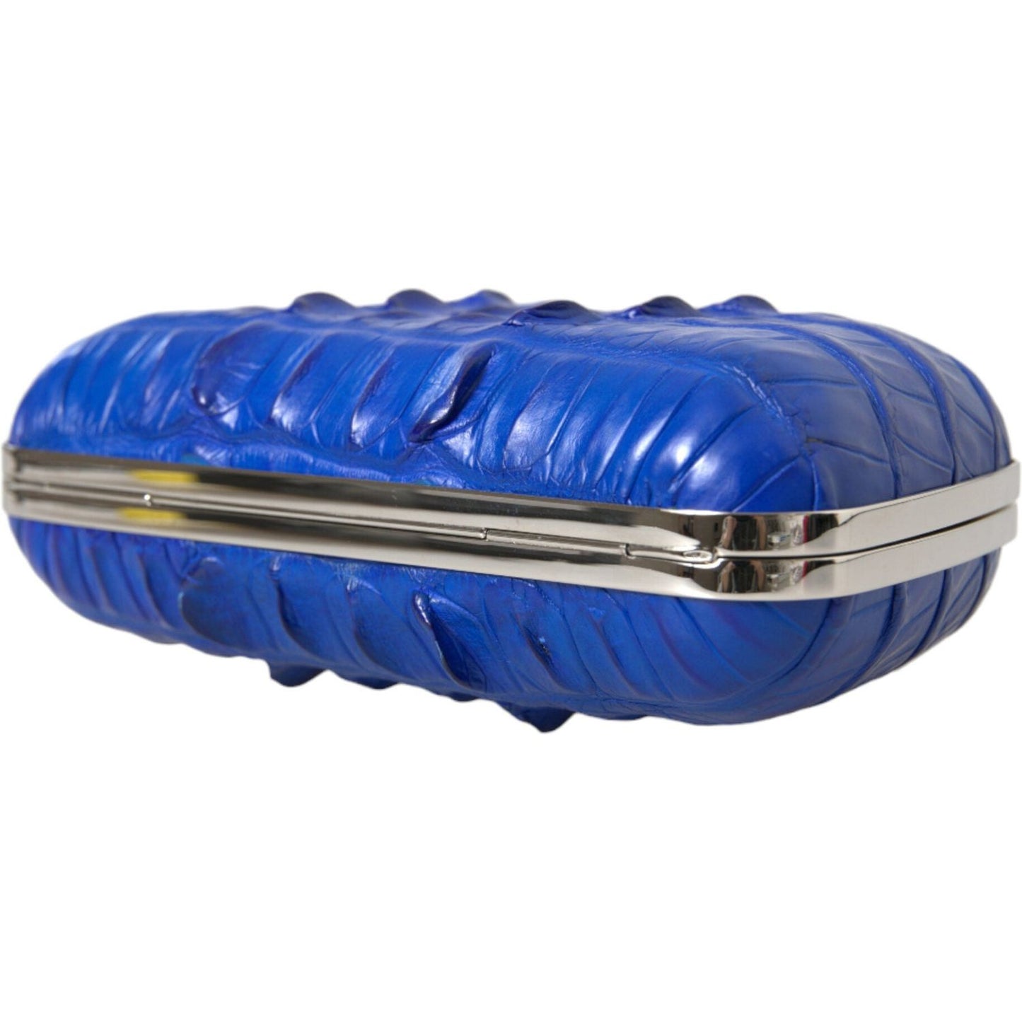 Balenciaga Blue Exotic Skin Leather Shoulder Crossbody Box Clutch Bag