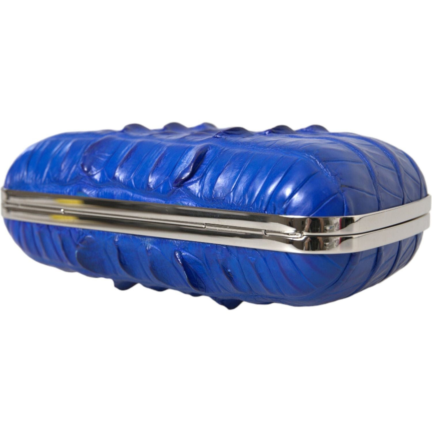 电光蓝鳄鱼皮手拿包