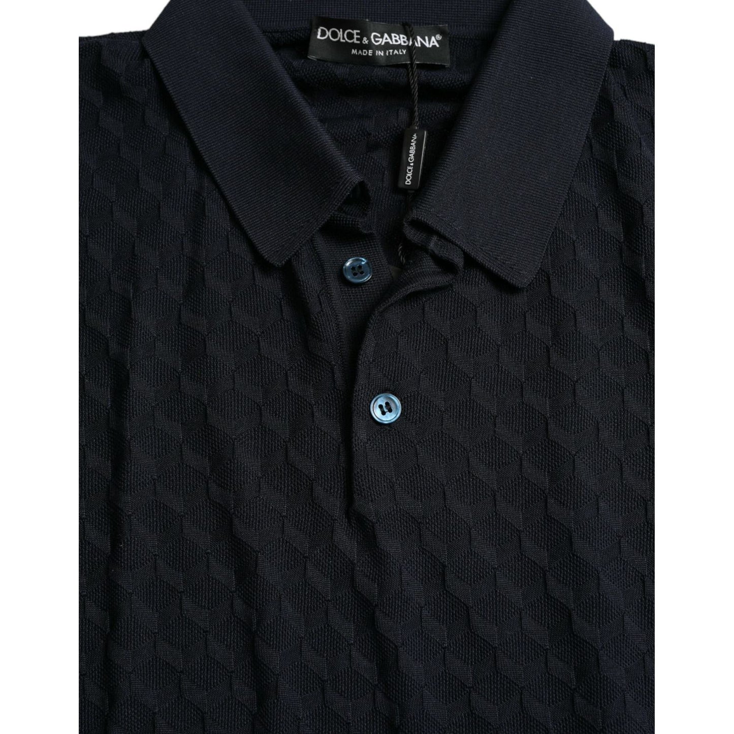 Dolce & Gabbana Dark Blue Collared Short Sleeve Polo T-shirt Dolce & Gabbana