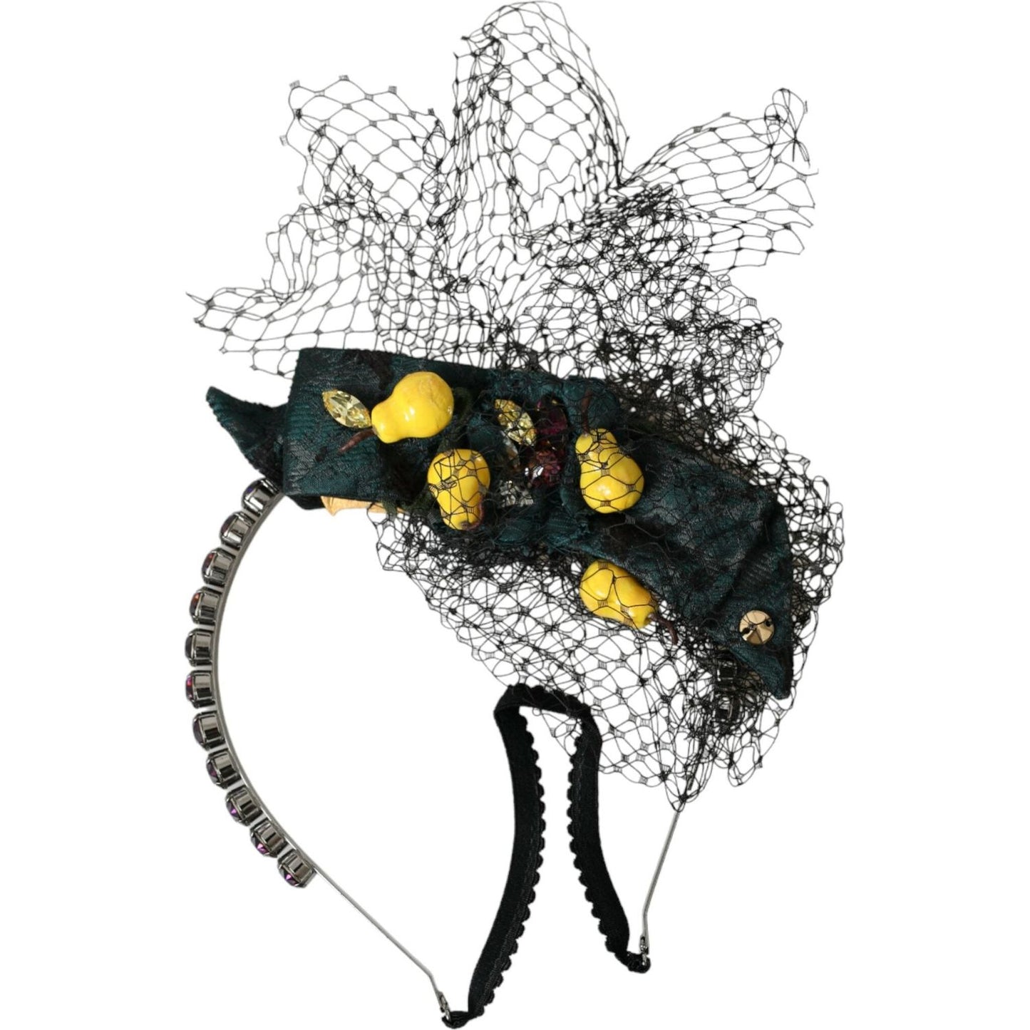 Dolce & Gabbana Black Lemons Sicily Purple Crystal Net Headband Diadem Dolce & Gabbana