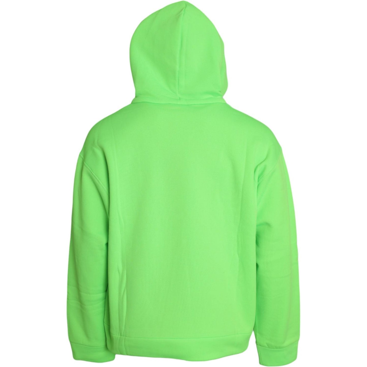 Dolce & Gabbana Neon Green Hooded Top Pullover Sweater Dolce & Gabbana