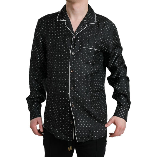 Dolce & Gabbana Black Polka Dot Silk Long Sleeve Shirt Dolce & Gabbana