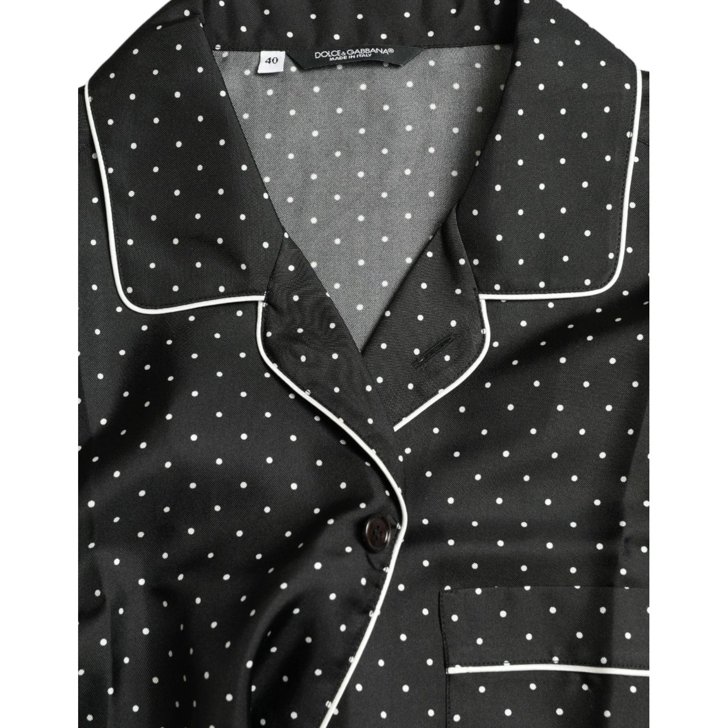 Dolce & Gabbana Black Polka Dot Silk Long Sleeve Shirt Dolce & Gabbana