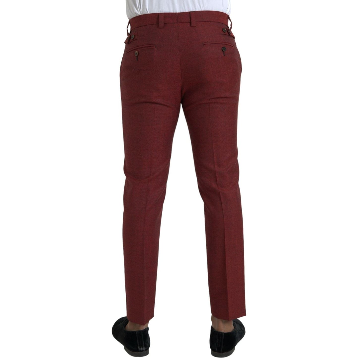 Dolce & Gabbana Maroon Wool Men Skinny Dress Pants Dolce & Gabbana