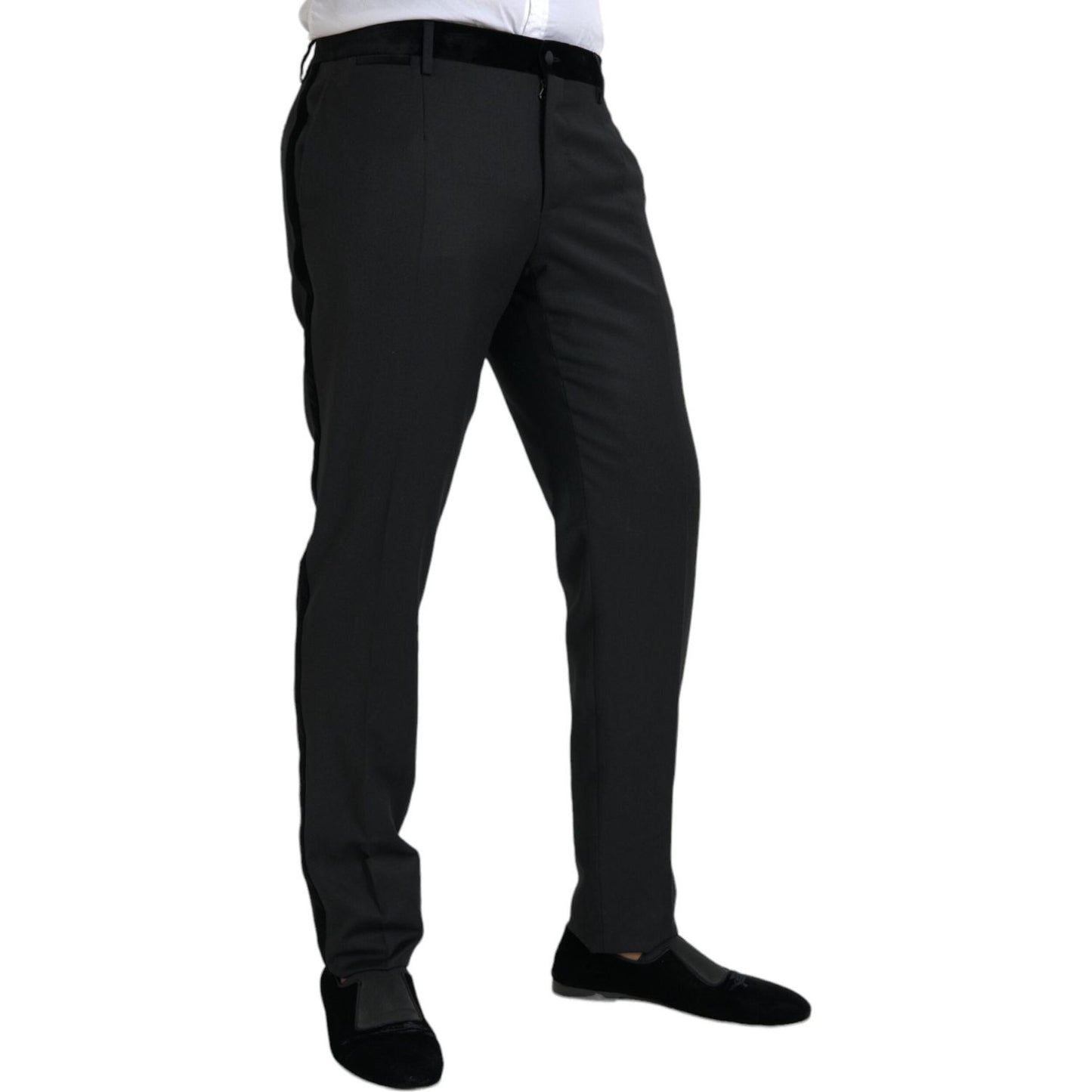 Dolce & Gabbana Black Silk Men Skinny Dress Pants Dolce & Gabbana