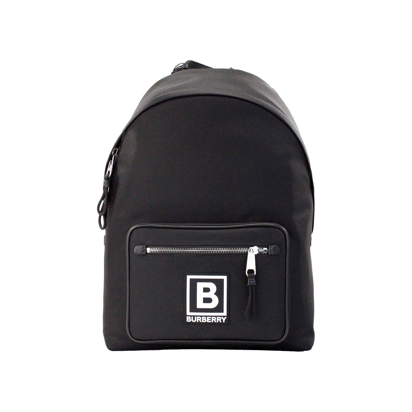 Burberry Abbeydale Branded Stamp Black Nylon Backpack Shoulder Bookbag Burberry