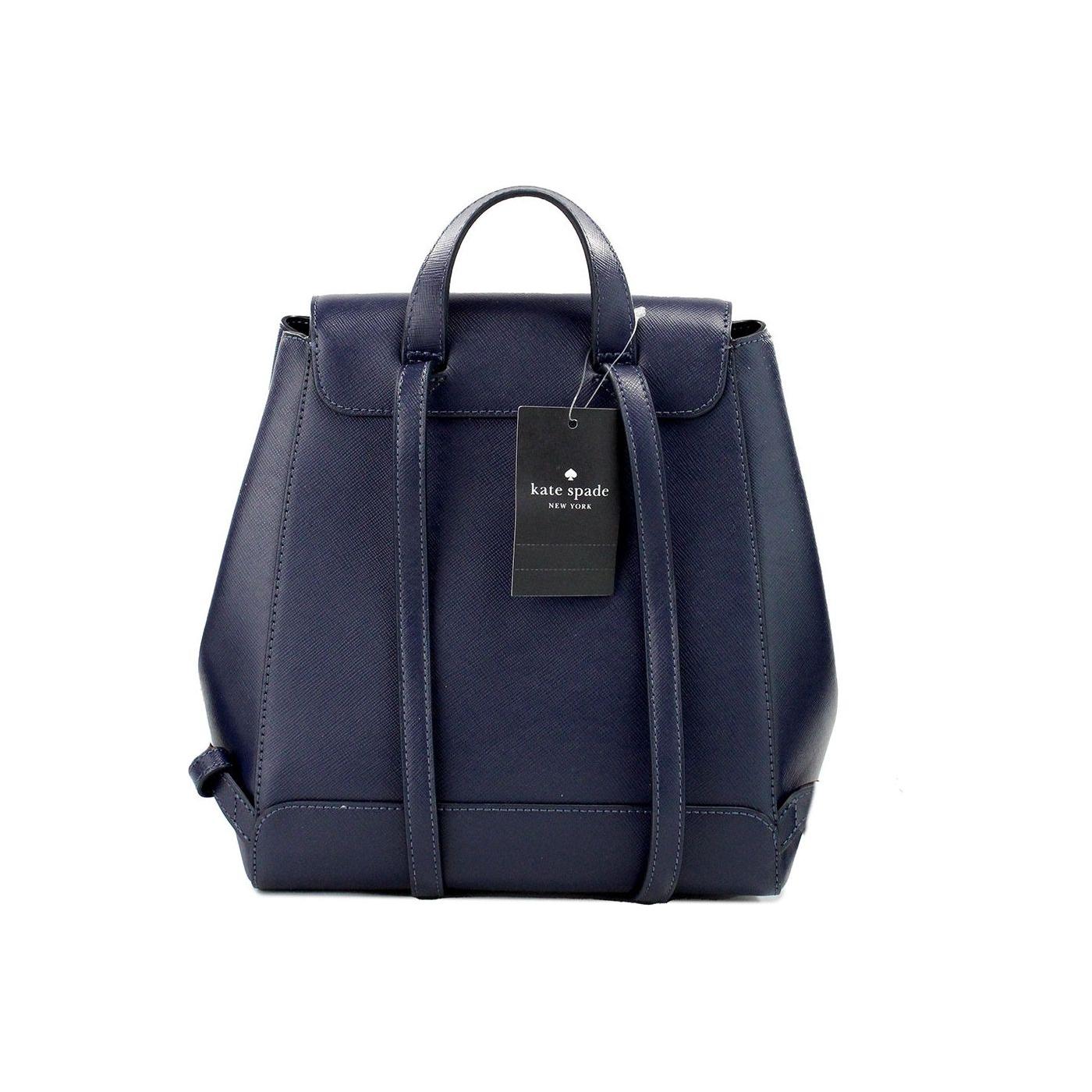 Kate Spade Madison Navy Saffiano Leather Medium Flap Shoulder Backpack Bag Kate Spade Dark Slate Gray