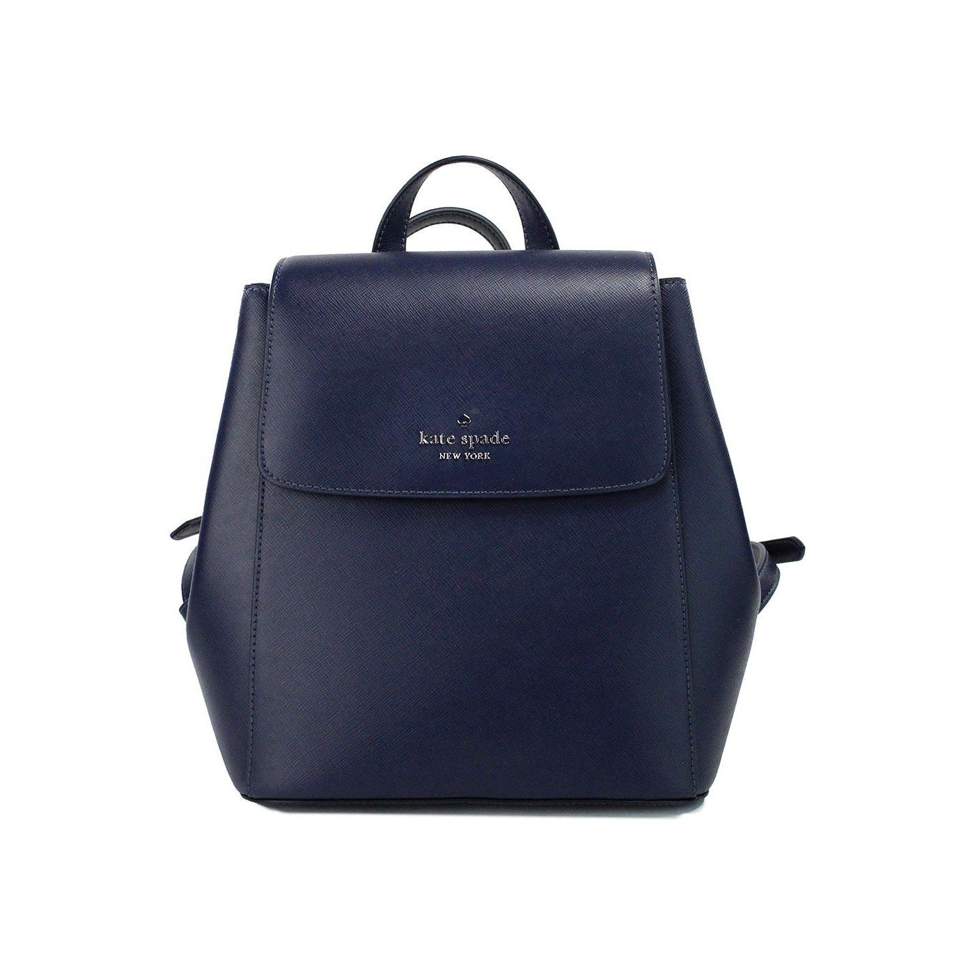 Kate Spade Madison Navy Saffiano Leather Medium Flap Shoulder Backpack Bag