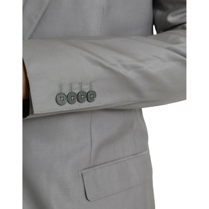 Dolce & Gabbana Gray Wool Peak Single Breasted Coat Blazer