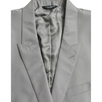 Dolce & Gabbana Gray Wool Peak Single Breasted Coat Blazer
