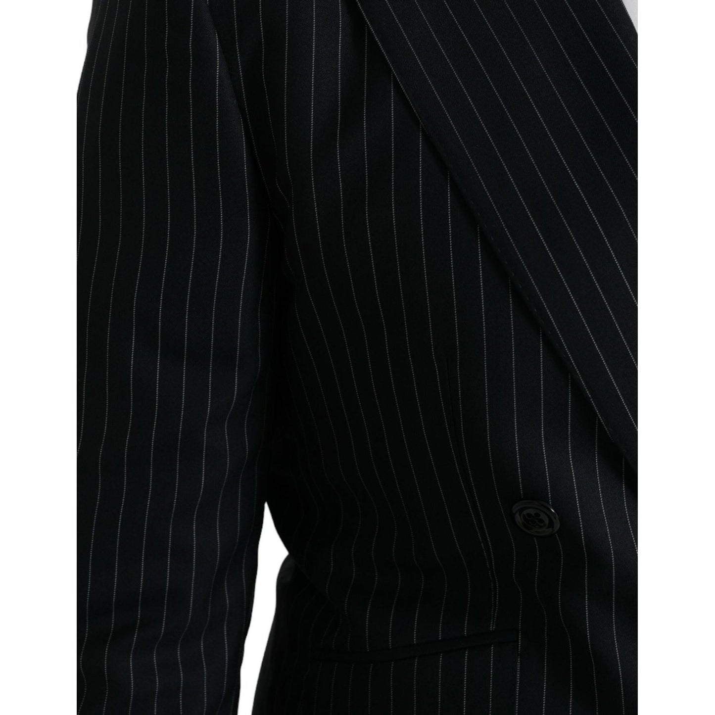 Dolce & Gabbana Black Stripe SICILIA Double Breasted Coat Blazer Dolce & Gabbana