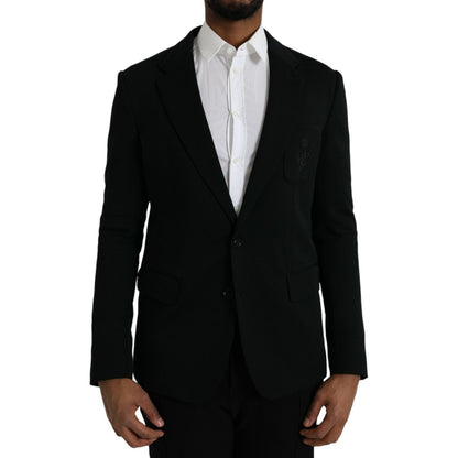 Dolce & Gabbana Black Wool Notch Single Breasted Coat Blazer