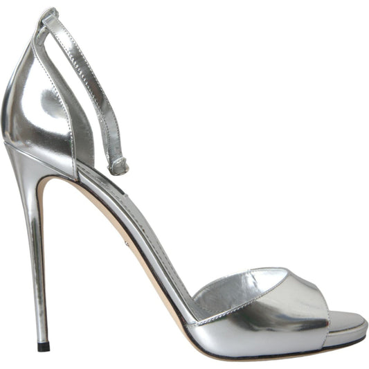 Dolce & Gabbana Silver KEIRA Leather Heels Sandals Shoes Dolce & Gabbana