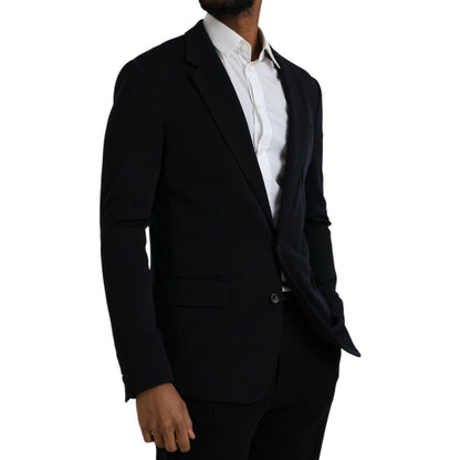 Dolce & Gabbana Black Wool Single Breasted Coat Blazer