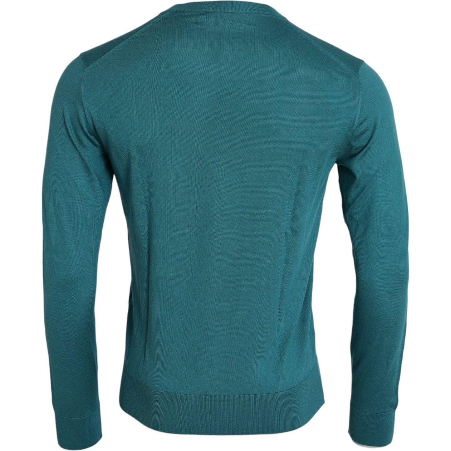 Dolce & Gabbana Dark Green Silk Crew Neck Pullover Sweater Dolce & Gabbana