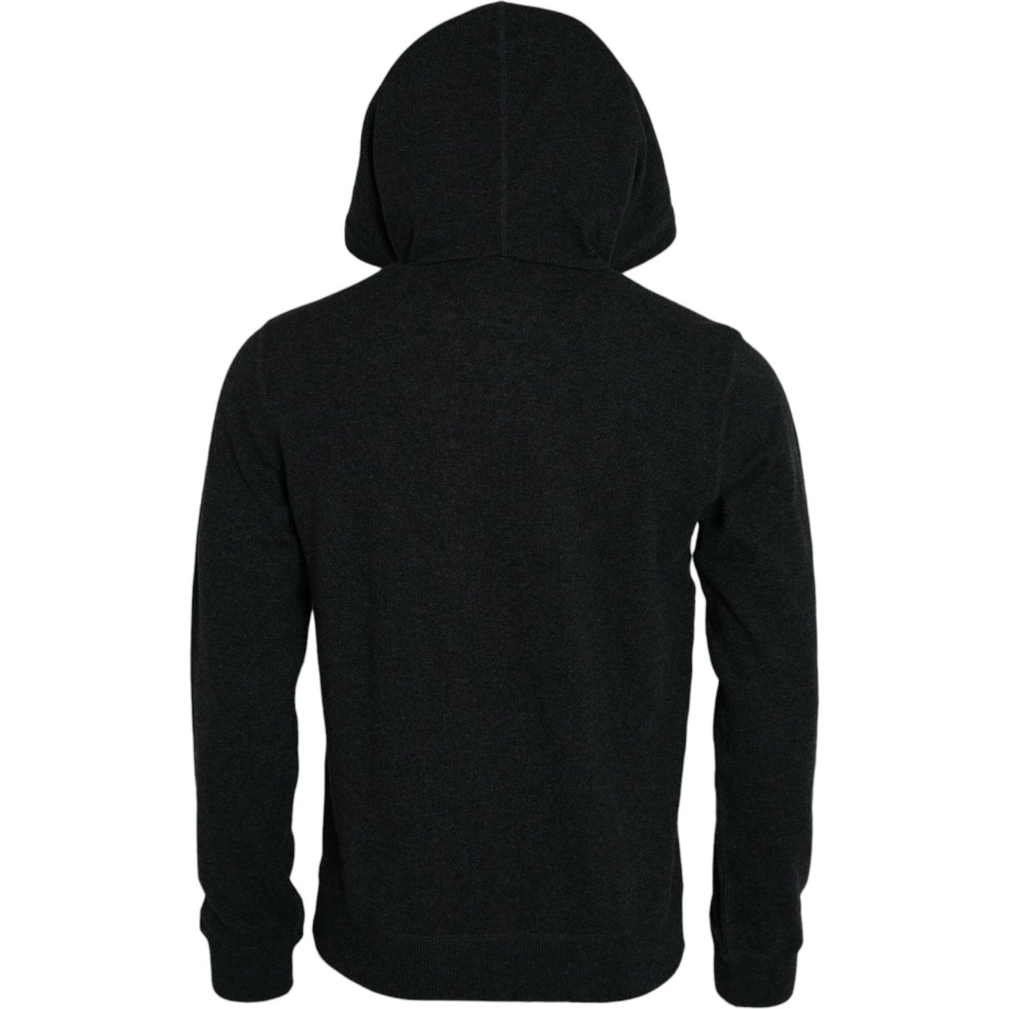 Dolce & Gabbana Dark Gray Cashmere Hooded Pullover Sweater Dolce & Gabbana