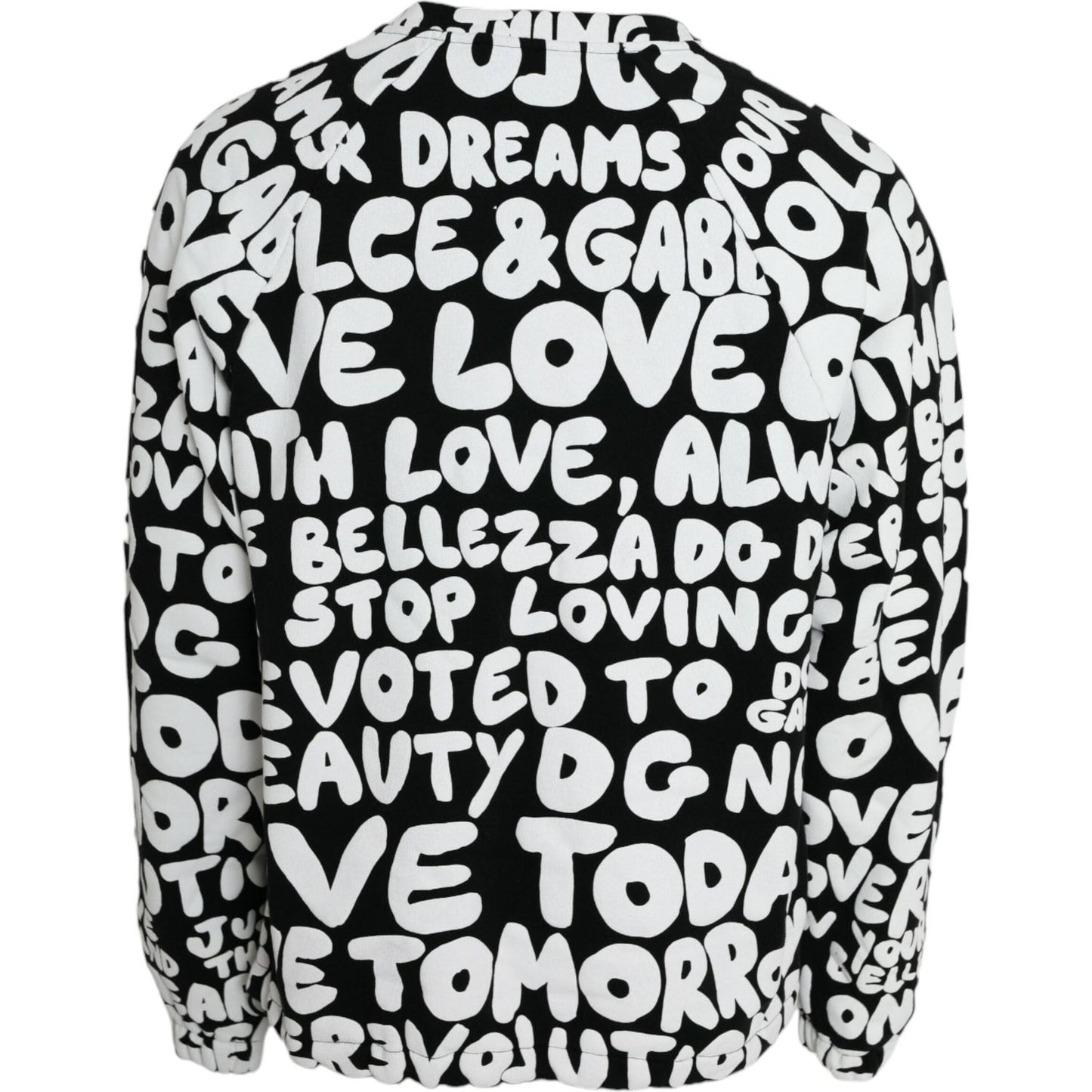 Dolce & Gabbana Black White Logo Print Crew Neck Sweatshirt Sweater Dolce & Gabbana