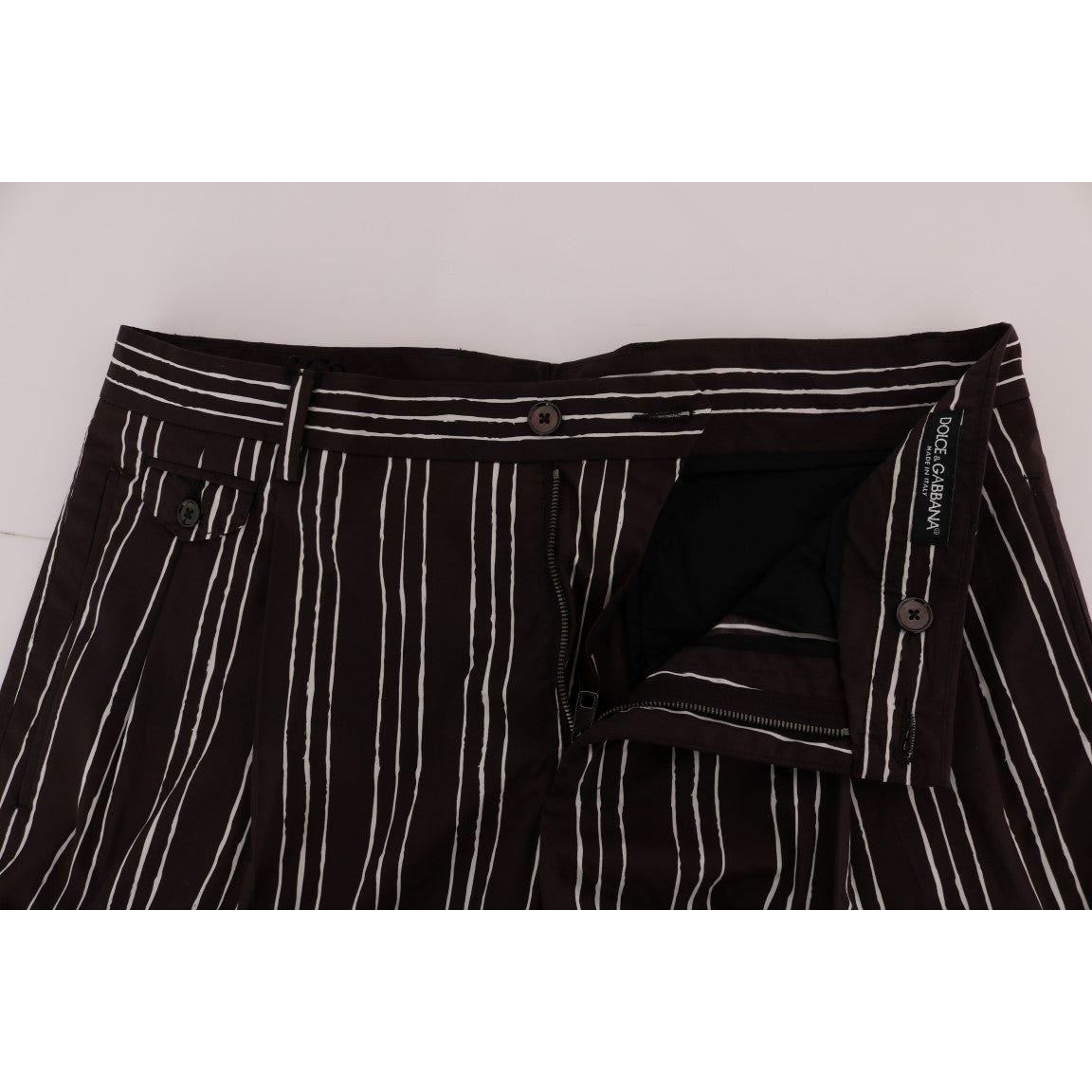 波尔多条纹棉质及膝短裤