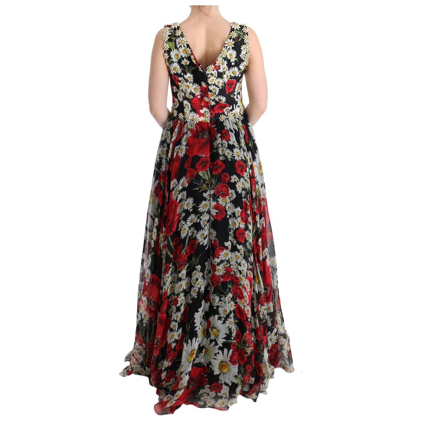 Dolce & Gabbana Floral Maxi Gown with Sunflower Print and Crystals Dolce & Gabbana