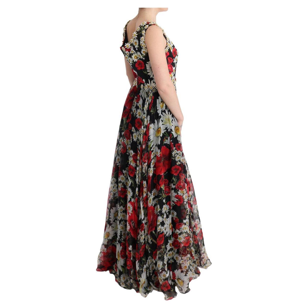 Dolce & Gabbana Floral Maxi Gown with Sunflower Print and Crystals Dolce & Gabbana