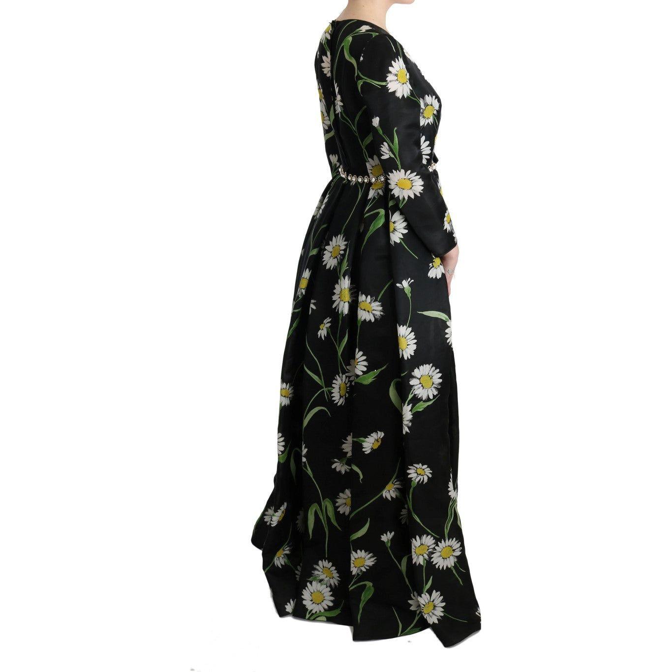 Dolce & Gabbana Elegant Sunflower Maxi Gown with Crystals Dolce & Gabbana