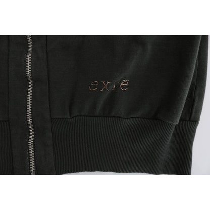 Exte Gray Top Hooded Cotton Zipper Sweater