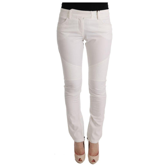 Ermanno Scervino White Cotton Slim Fit Casual Pants Ermanno Scervino