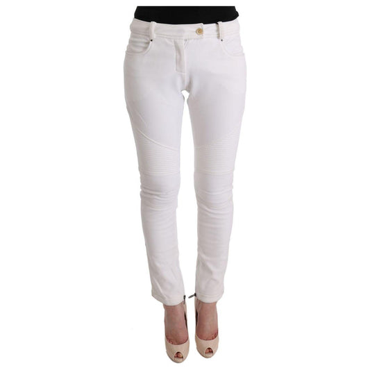 Ermanno Scervino White Cotton Slim Fit Casual Pants Ermanno Scervino