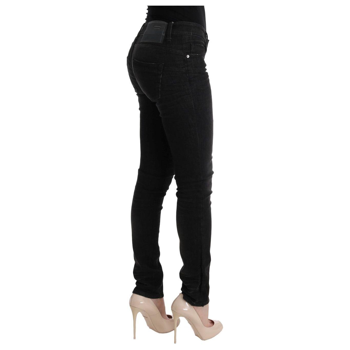 Acht Black Denim Cotton Bottoms Slim Fit Jeans Acht