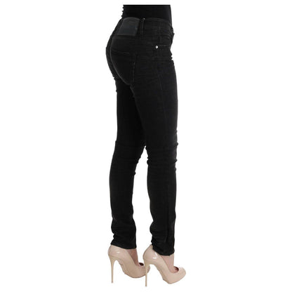 Acht Black Denim Cotton Bottoms Slim Fit Jeans Acht