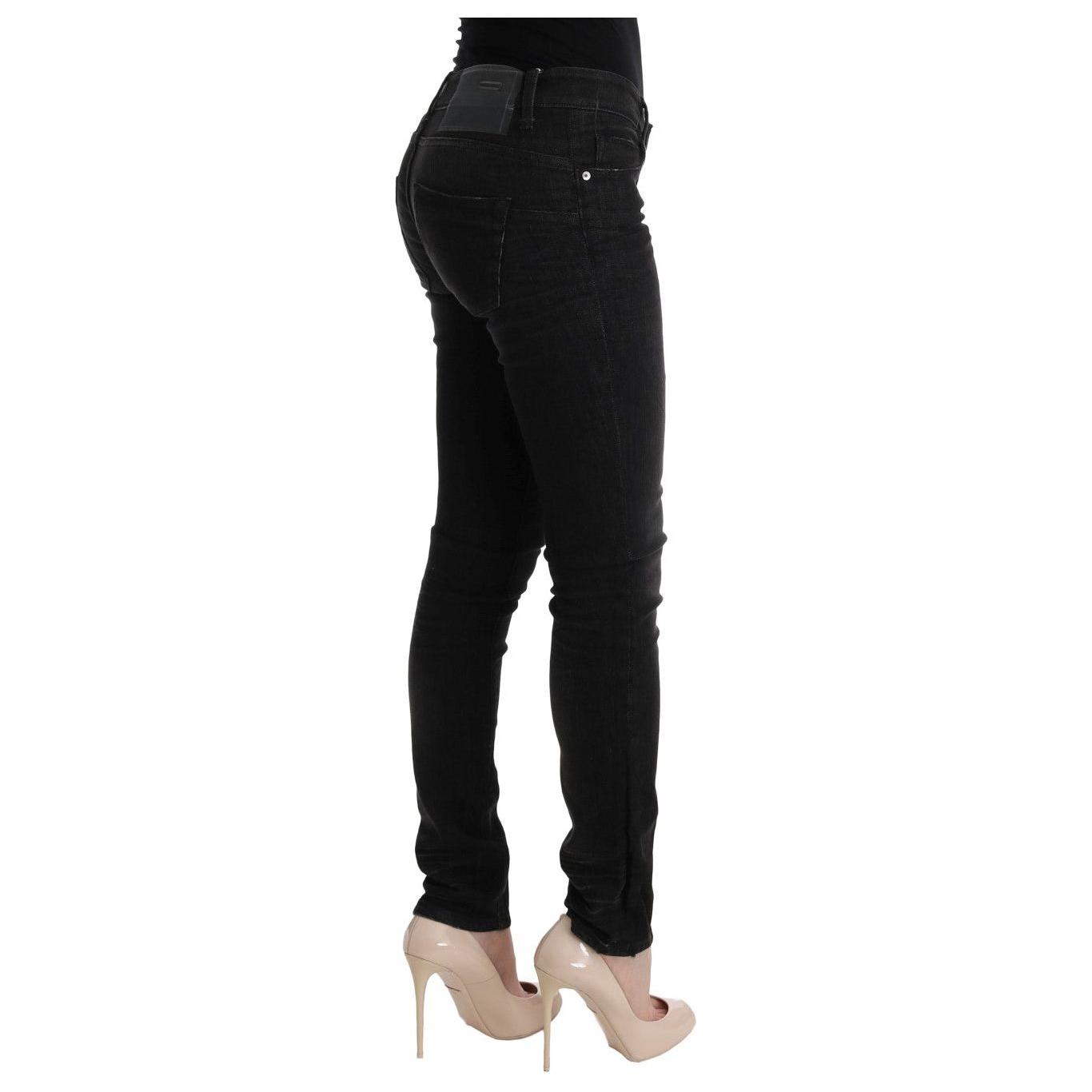 Acht Chic Slim Fit Black Cotton Jeans Jeans & Pants Acht