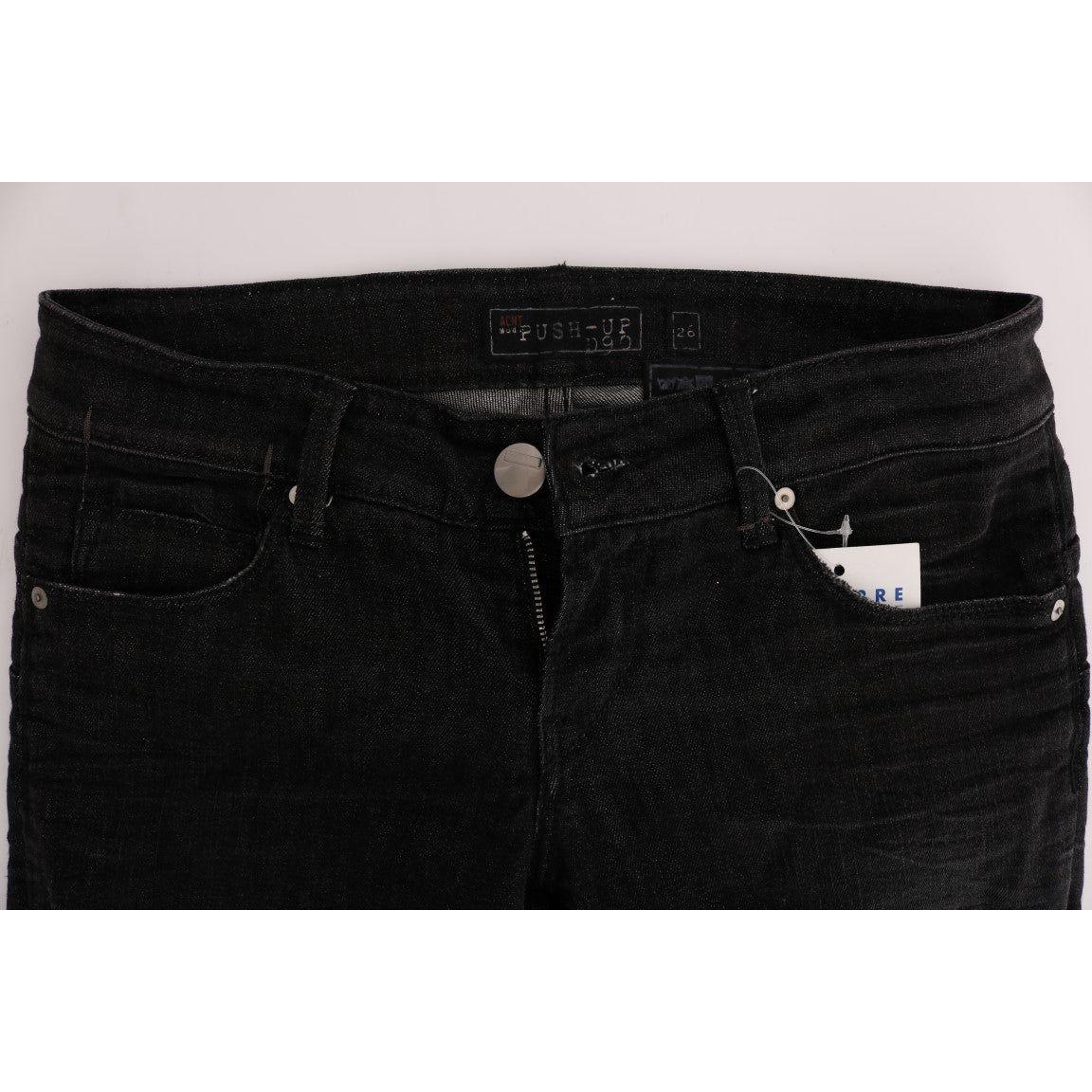 Acht Black Denim Cotton Bottoms Slim Fit Jeans Acht