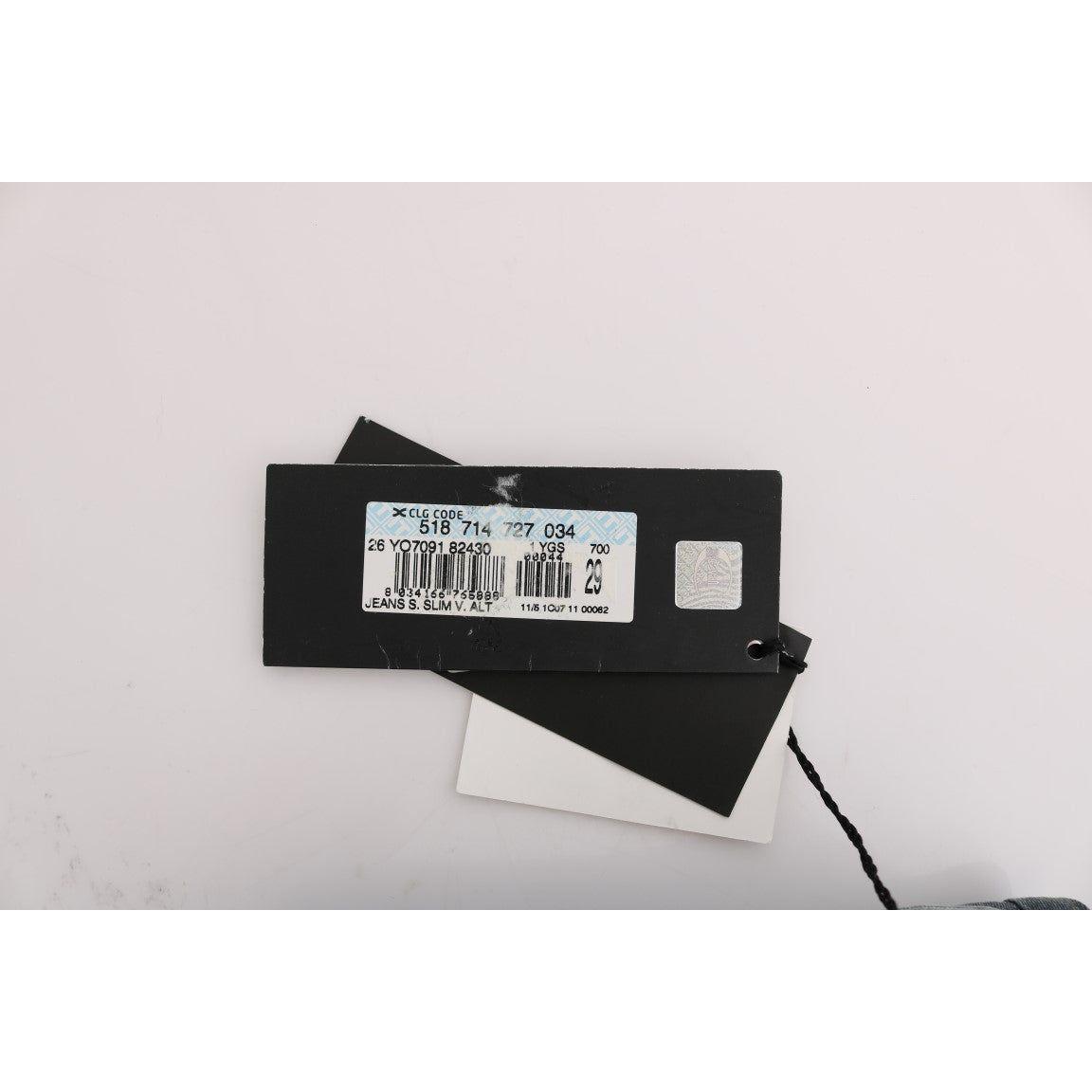 Cavalli Blue Wash Cotton Blend Slim Fit Jeans Cavalli