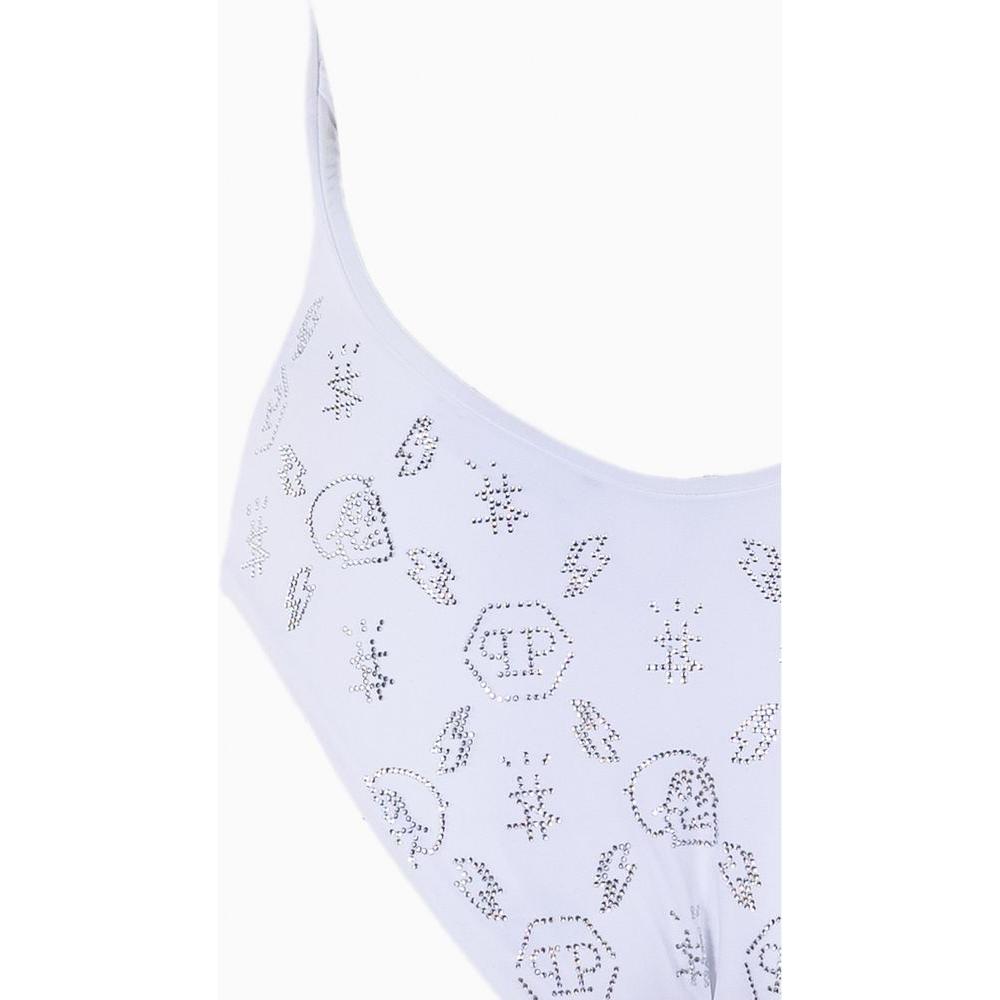 Philipp Plein White Rhinestone Embellished Swimsuit Philipp Plein